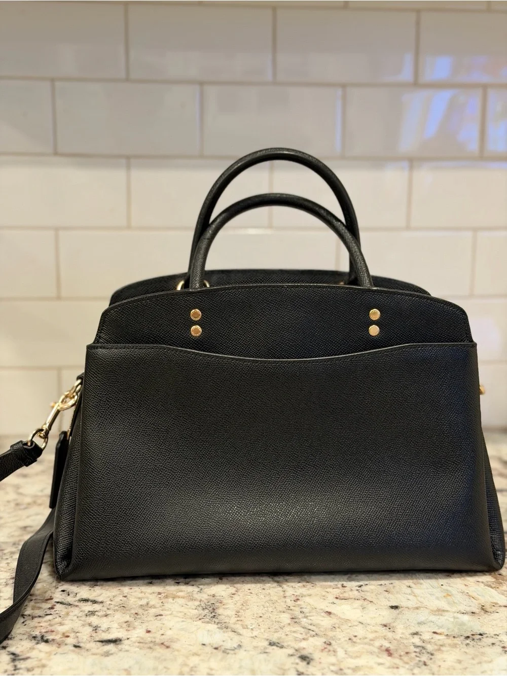 Coach Black Pebbled Leather Satchel with Gold Hardware